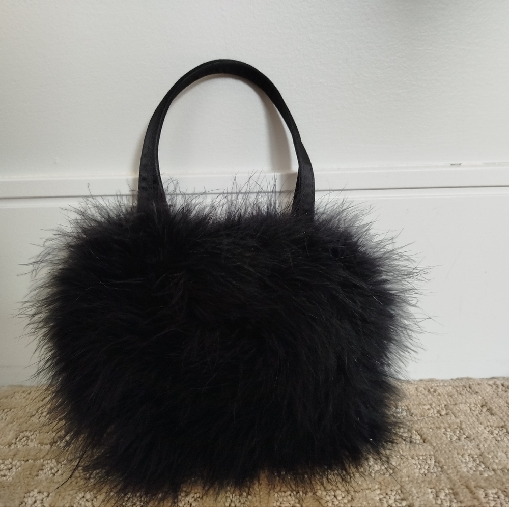 Elegant Black Feather Mini Purse